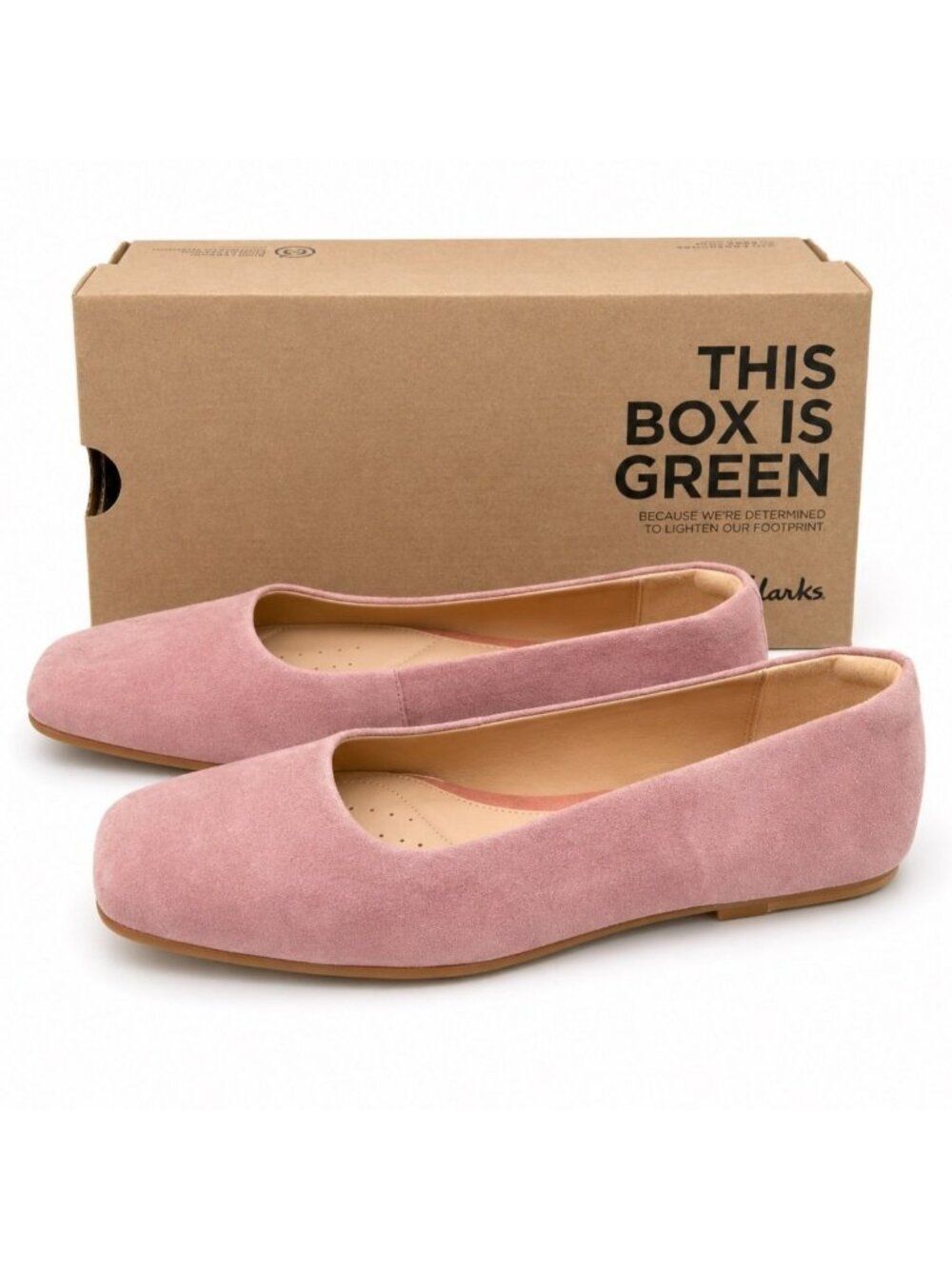 Clarks Pure Ballet 2 Rose Suede Leather Flats Women 9.5M EU 41 Square Toe